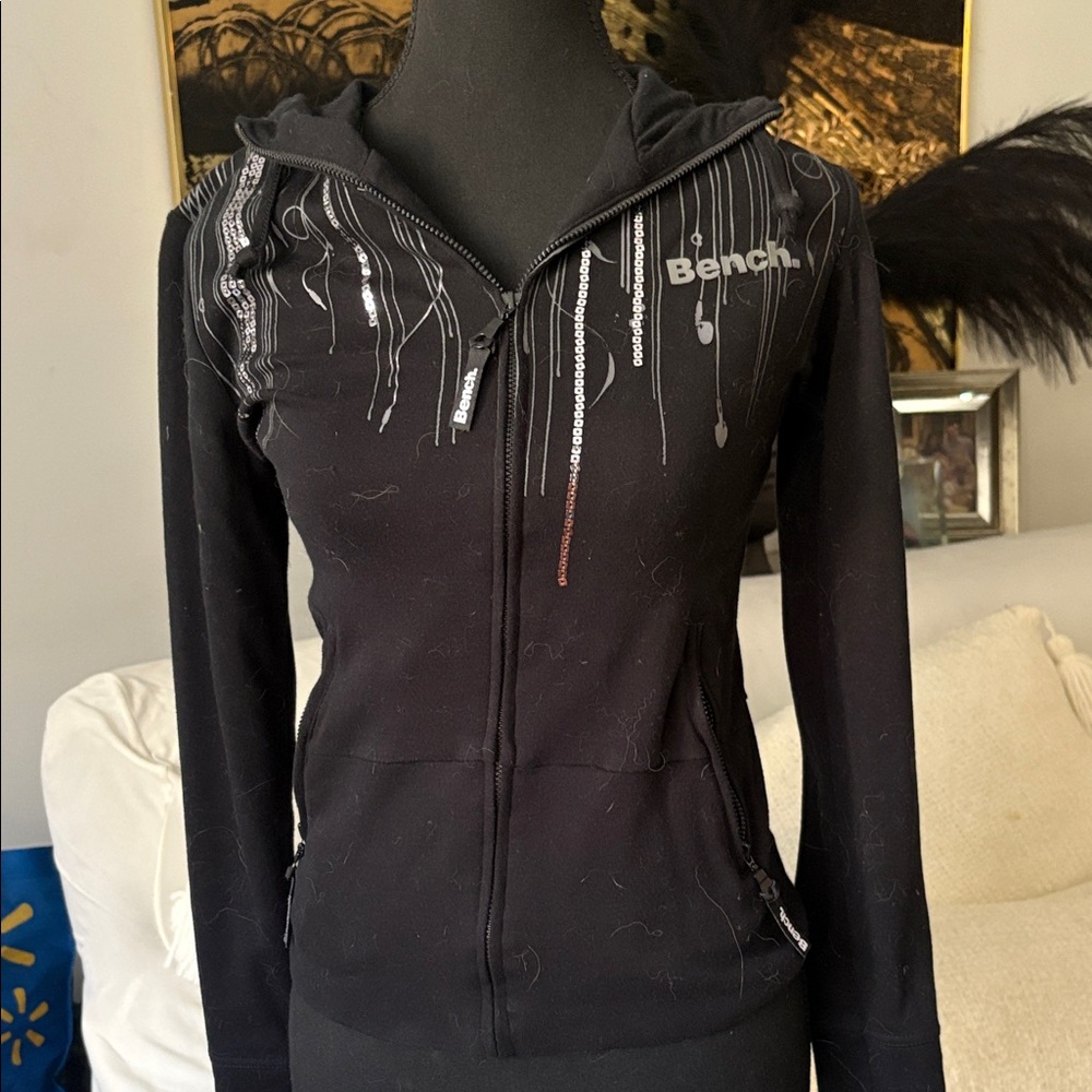 Bench Black Graphic Hoodie with Silver bling